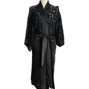 Victoria's Secret Kimono Robe Black Sheer & Velvet Floral NWOT
